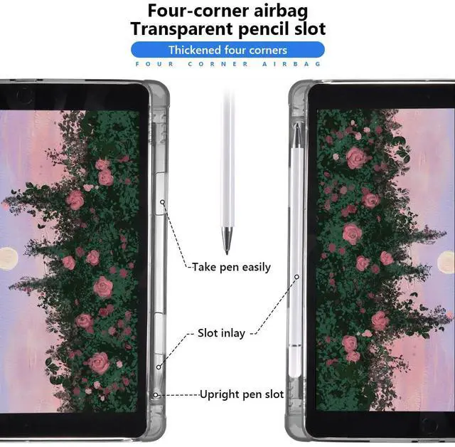 Alt view image 3 of 5 - AdorableWhimsy Leopard Print Cherry Case for iPad 9th/7th/8th Generation(2021/2020/2019 10.2 Inch) Aesthetic Design Leather Protective Case Foldable Soft Back Cover with Pencil Holder