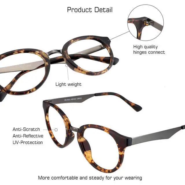 Alt view image 2 of 5 - VisionGlobal Blue Light Blocking Glasses Women/Men Computer Reading Glasses Oval Frame(Tortoise, 4.00 Magnification)