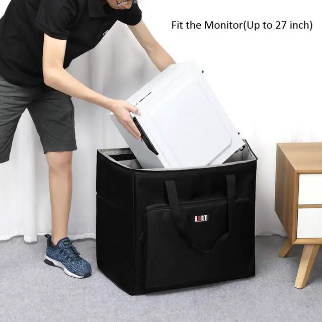 Alt view image 2 of 5 - BUBM Desktop Computer Carrying Case, Padded Nylon Carry Tote Bag for Transporting Computer Tower PC Chassis,Monitor(Up to 27 inch),Keyboard,Cable and Mouse