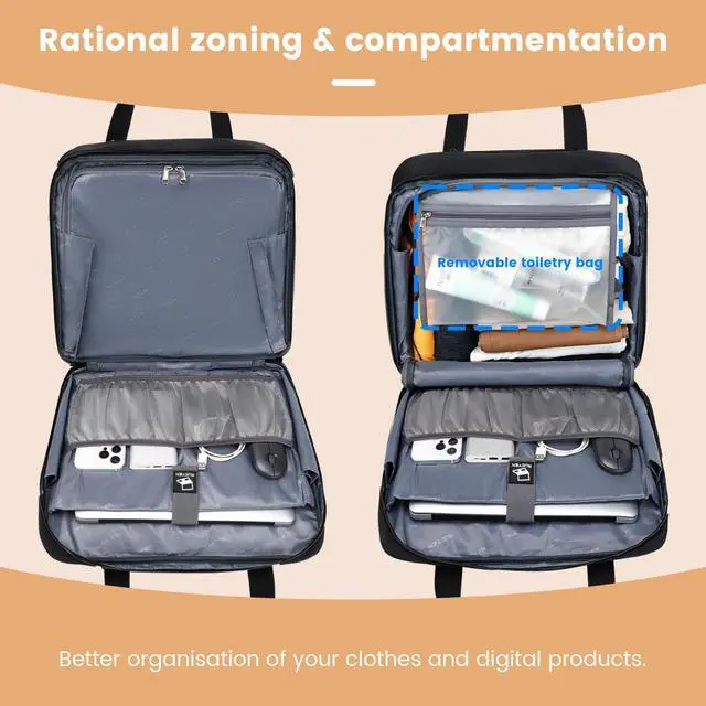 Alt view image 5 of 5 - RUCYEN Rolling Laptop Bag,Rolling Briefcase for Men & Women,Laptop Briefcase on Wheels,Carry On Bag for Business Travel (Black+Black Zipper, 15.6 inch)