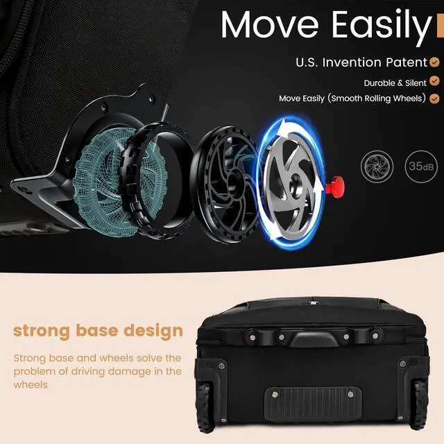 Alt view image 3 of 5 - RUCYEN Rolling Laptop Bag,Rolling Briefcase for Men & Women,Laptop Briefcase on Wheels,Carry On Bag for Business Travel (Black+Black Zipper, 15.6 inch)