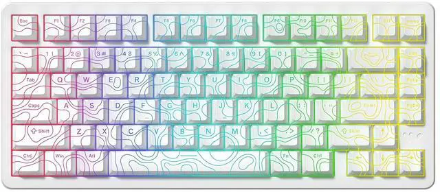 Main image of dagaladoo Double Shot PBT keycaps 119 Keys Set White Topographic Shine Through Custom keycaps Cherry Profile Custom Keyboard Key caps for 60/65/75/TKL/96/100% US Layout Mechanical Keyboard