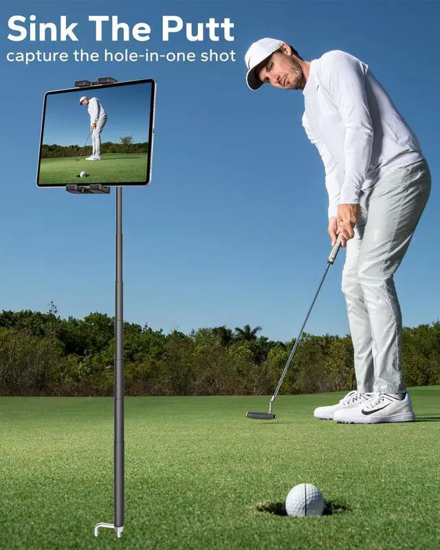 Alt view image 5 of 5 - GDZN 57" Golf Monopod Selfie Stick - [Metal Pole] Golf Tablet Holder for Record Swing, Putting, Golf Training Aid, Tablet Tripod Stand Compatible with 4.7-13" iPad Pro/Air/Mini, iPhone, Galaxy
