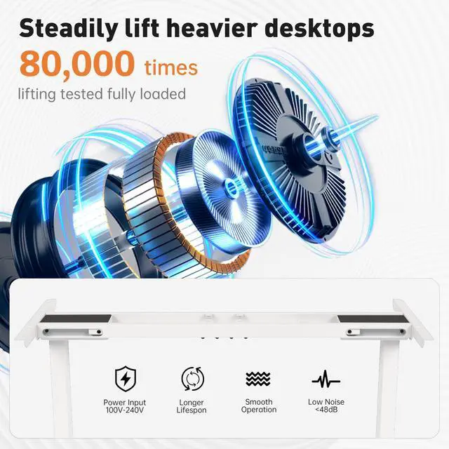 Alt view image 3 of 5 - PulvinarVita Standing Desk Frame, Stand up Desk Frame Workstation, Electric Adjustable Legs, 3 Memory Height Settings, with Cable Management Tray and Storage Bag, 2pcs Headphone Hook