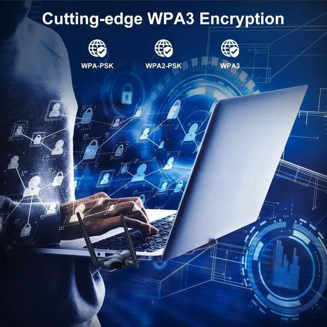 Alt view image 5 of 5 - Tri-Band WiFi 6E Adapter for Desktop PC: QGOO USB 3.0 Axe 5400 Wireless Network Receiver/Dongle with 5dBi Dual Antennas, WiFi Card/Stick 6G/5G/2.4G for Laptop Computer Only Compatible Windows 11/10