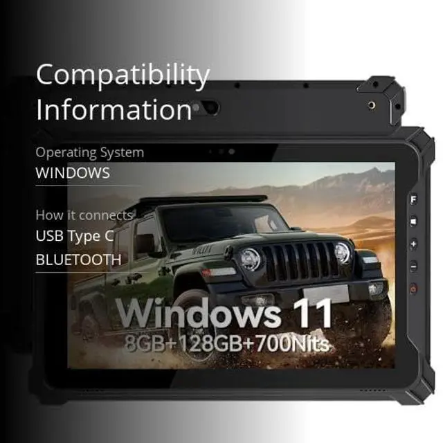 Alt view image 3 of 5 - iEdge T10W 10.1 inch Rugged Tablet, Windows 11,700 Nit Sunlight Readable, 4G LTE GPS, 8GB+128GB,Heavy Duty Industrial Outdoor Work Tablet
