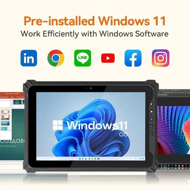 Alt view image 4 of 5 - iEdge T10W 10.1 inch Rugged Tablet, Windows 11,700 Nit Sunlight Readable, 4G LTE GPS, 8GB+128GB,Heavy Duty Industrial Outdoor Work Tablet