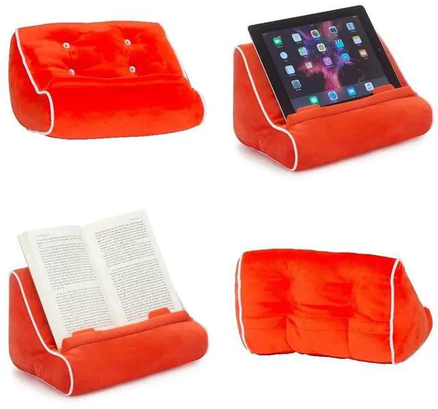 Main image of Gifts for Readers & Writers Book Pillow Tablet Stand for Bed Red - Premium Cushioned Book Holder for Hands Free Reading, Stylish Tablet Holder for Bed, Kindle Pillow Stands & Lap Ipad Holders