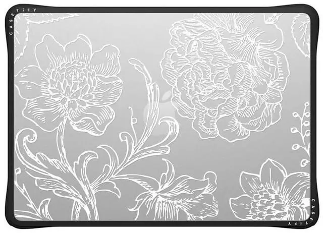 Main image of CASETiFY Impact MacBook Air 13.6" (M2-M4) Case [Cushioned Impact Corners/Scratch-Resistant/Anti-Slip Grip] - White line Art Flowers - Clear Black