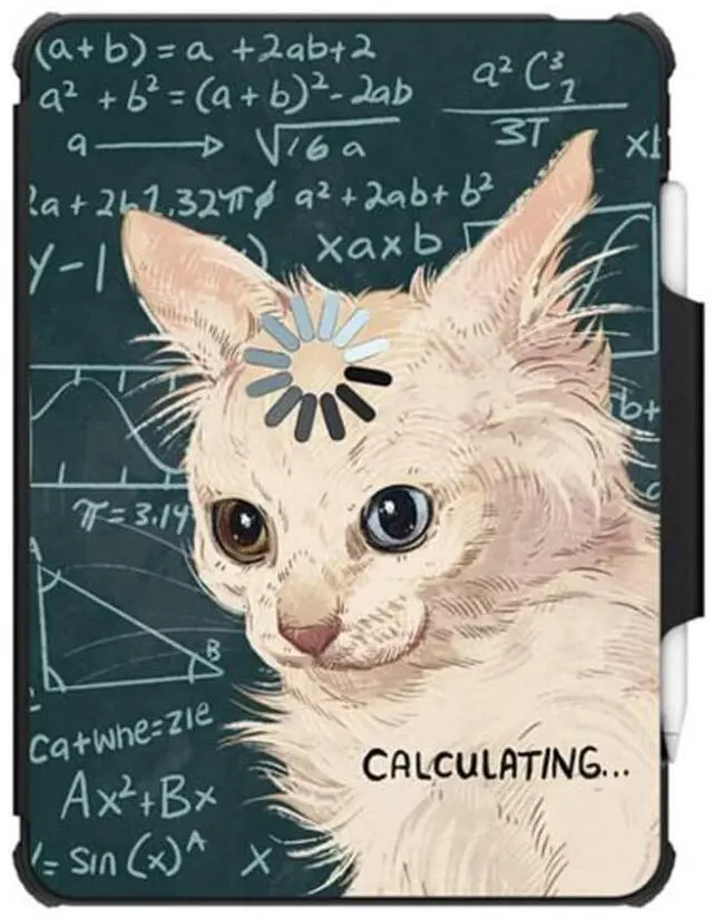 Main image of CASETiFY Impact Folio Case for iPad Air 10.9" (4th/5th Gen) - Calculating... by Catwheezie - Clear Black