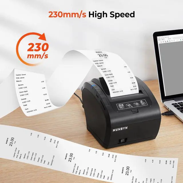 Alt view image 4 of 5 - MUNBYN Thermal Receipt Printe USB/Ethernet Port 80mm Printer for POS