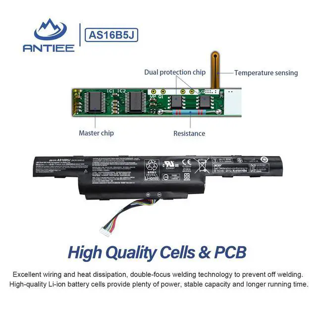 Alt view image 3 of 5 - AS16B5J AS16B8J Battery for Aspire 15.6" E5-575G E5-575G-53VG E5-575G-75MD E5-575-33BM E5-575G-57D4 E5-575G-5341 E5-575G-549D F5-573G 31CR19/66-2 3INR19/66-2 10.95V 61.3Wh 5600mAh