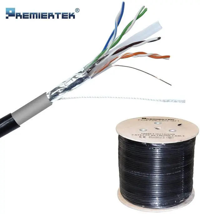 Alt view image 4 of 5 - Premiertek Outdoor 1000' Cat6 23AWG CMX Cca 550MHz Shield FTP 4-Pairs Premium Network LAN Cable, Black (FOD-CAT6-1KFT)