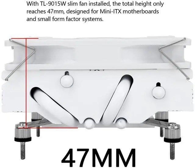 Alt view image 3 of 5 - Thermalrlght AXP90 X47 White Low Profile CPU Air Cooler, 47mm Height, TL-9015W Slim PWM CPU Fan, AGHP Technology, Computer ITX Heatsink Cooler, for AMD:AM4 AM5/Intel 1150/1151/1200/1700