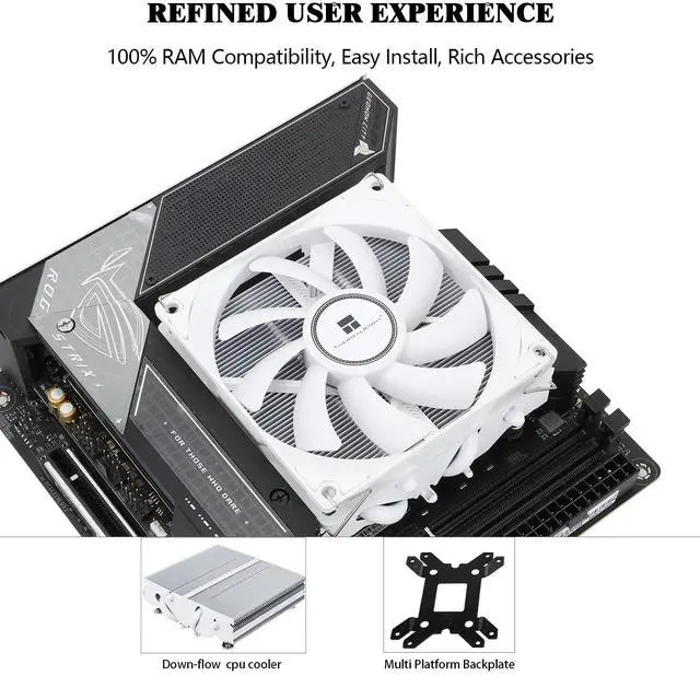 Alt view image 4 of 5 - Thermalrlght AXP90 X47 White Low Profile CPU Air Cooler, 47mm Height, TL-9015W Slim PWM CPU Fan, AGHP Technology, Computer ITX Heatsink Cooler, for AMD:AM4 AM5/Intel 1150/1151/1200/1700