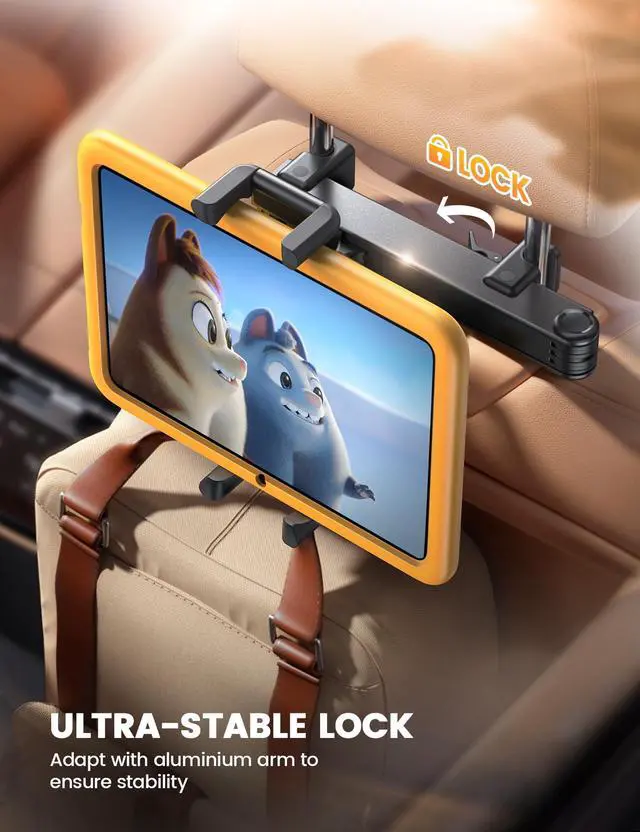 Alt view image 4 of 5 - Aomiker Car Headrest iPad Holder - [Aluminium Lockable Arm] Universal Car Tablet Mount Backseat with Foldable Wide Clip, Road Trip Essentials for Kids, for iPad Pro, Air, Mini, Galaxy, 6.1-13 Device