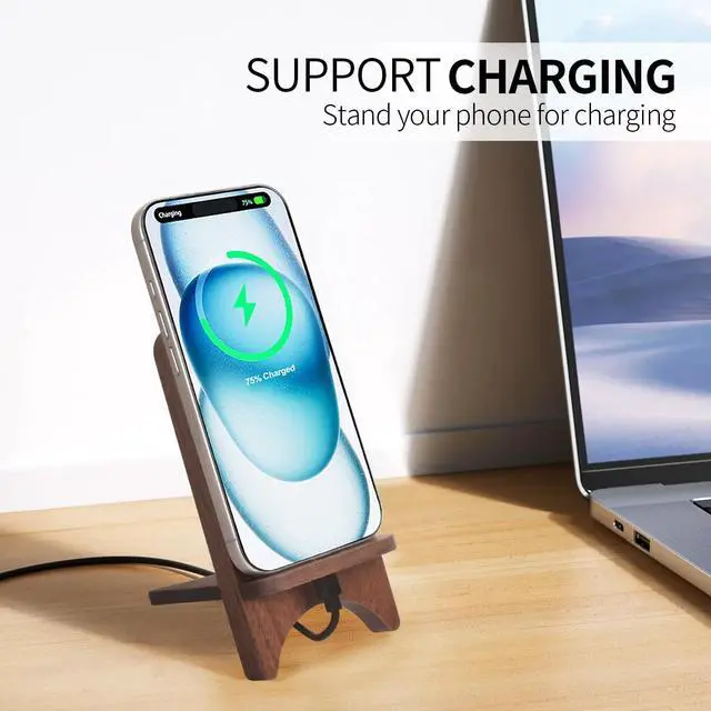 Alt view image 5 of 5 - USB C Adapter OTG Cable Kit, Multi Charging Cable Case Convertor USB C to iOS Device/Type C/Micro/USB A Adapter, Data Transfer Contains Card Slot for Traveling, Use as Phone Holder(5sets, walnut)