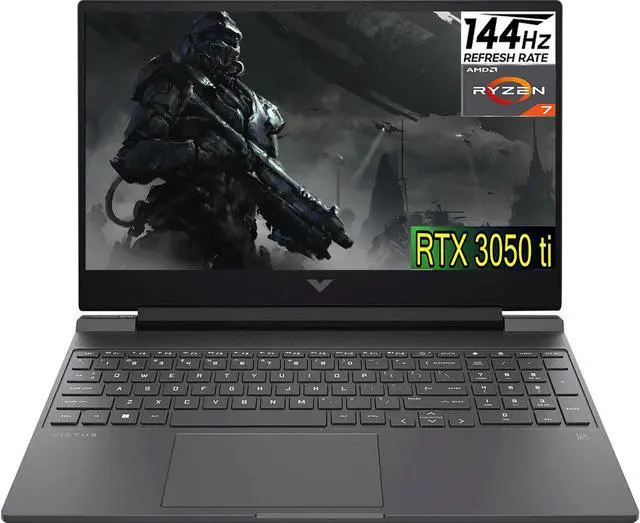Main image of HP Victus 15 Gaming Laptop, 15.6" FHD (1920 x 1080) 144Hz Display , AMD Ryzen 7 5800H (8-Core), 16GB DDR4  512GB PCIe SSD, GeForce RTX 3050 Ti Graphics, Backlit KB Windows 11