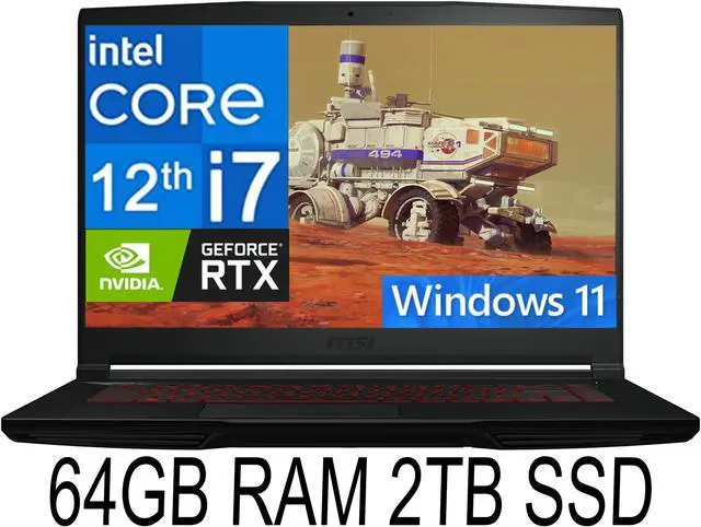 Main image of MSI GF63 Thin Gaming Laptop, 15.6" FHDIPS 144Hz,12th Gen Intel 10-core i7-12650H, GeForceRTX 4C50, 64GB DDR4  2TB PCIe SSD, Type-c, cooler Boost5, Windows 11