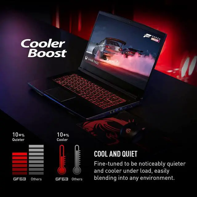 Alt view image 6 of 7 - MSI GF63 Thin Gaming Laptop, 15.6" FHDIPS 144Hz,12th Gen Intel 10-core i7-12650H, GeForceRTX 4C50, 64GB DDR4  1TB PCIe SSD, Type-c, cooler Boost5, Windows 11 Pro