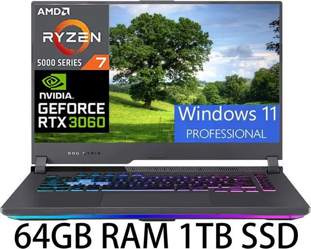 Main image of ASUS ROG Strix 15 Gaming Laptop, 15.6" FHD IPS 144Hz, AMD Ryzen 7 4800H (Beats i7-11370H) 8-core, GeForce RTX 3060 6GB Graphic, 64GB DDR4  1TB PCIe SSD, USB-C RGB Backlit, Windows 11 Pro