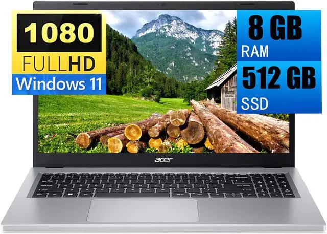 Main image of Acer Aspire 3 15 Slim Laptop, 15.6" Full HD (1920 x 1080) Display, AMD Ryzen 3 7320U Quad-Core Processor, AMD Radeon Graphics, 8GB DDR4  512GB PCIe SSD, Wi-Fi 6, Windows 11 Home