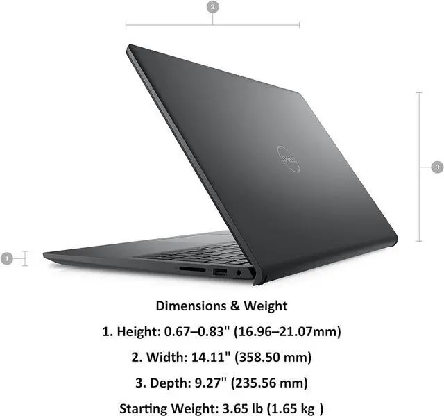 Alt view image 2 of 5 - Dell Inspiron 3520 15 Laptop, 15.6" Full HD (1920x1080) Display, Intel Core i7-1255U 10-Core Processor, Intel Iris Xe Graphics, 16GB DDR4  2TB PCIe SSD, Webcam, Wi-Fi 6, Windows 11