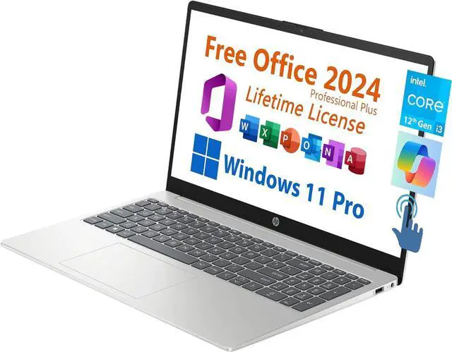 Alt view image 4 of 6 - HP 15 Business Laptop, 15.6" HD (1366 x 768) Touchscreen, Intel Core i3-1215U 6 Cores Processor, Intel UHD Graphics, 32GB DDR4  512GB PCIe SSD, Bluetooth, Wi-Fi, Long Battery Life, Windows 11 Pro