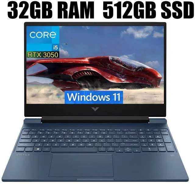 Main image of HP Victus 15 Gaming Laptop, 15.6" FHD 144HZ Display, Intel Core i5-12450H 8 Cores Processor, NVIDIA GeForce RTX 3050 4 GB GDDR6, 32GB DDR4  512GB PCIe SSD, Backlit Keyboard, Wi-Fi 6, Windows 11