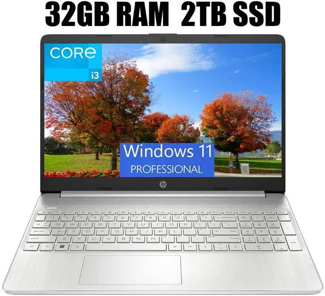 Main image of HP 15 Business Laptop, 15.6" HD (1366 x 768) Display, Intel Core i3-1115G4 2 Cores Processor, Intel UHD Graphics, 32GB DDR4  2TB PCIe SSD, Webcam, HDMI, SD Card Reader, Wi-Fi, Windows 11 Pro