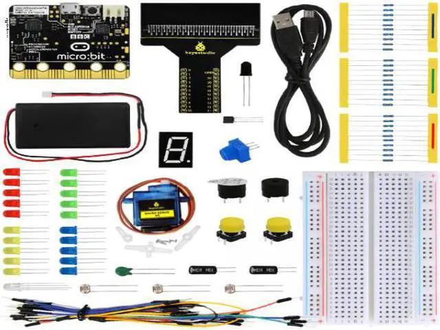 Main image of Microbit Beginnerâs Starter Kit | Resistors, LEDs, Sensors, LED Segment Display | Perfect kids educational toy for boys and girls ages 2 and up | Physical Learning