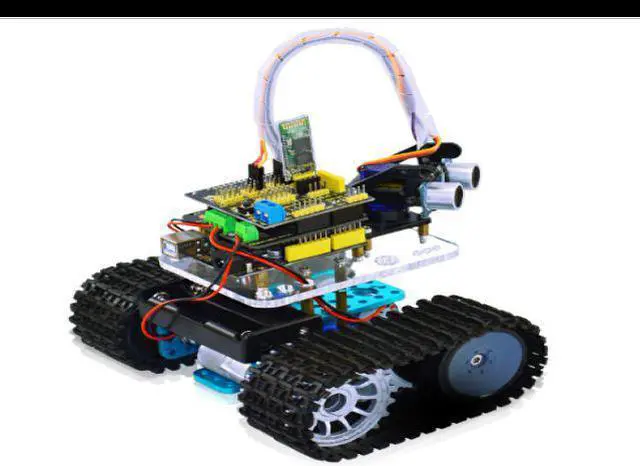 Main image of Mini Tank Smart Robot Car - Micro Controller Based On MCU - Ultrasonic Obstacle Avoidance & Bluetooth Remote Control Programmable Robot Toy for Kids - Easy to Use | Above 3 Years Toys
