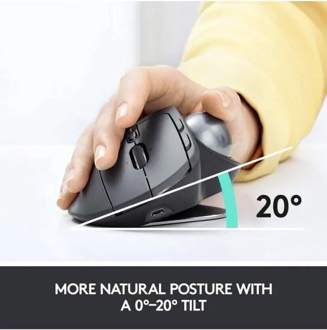 Alt view image 8 of 13 - Logitech 910-005177 MX ERGO Advanced Wireless Trackball for Windows PC and Mac