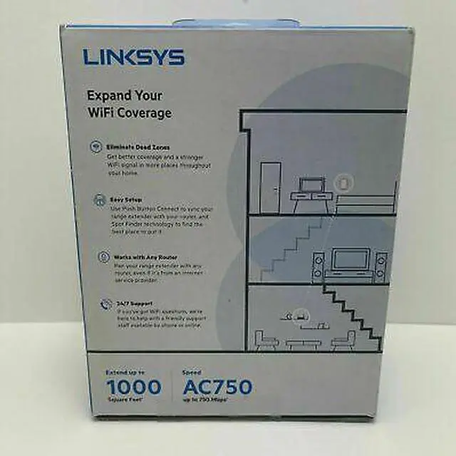 Alt view image 5 of 5 - Linksys RE6300 IEEE 802.11ac 750 Mbit/s Wireless Range Extender - 2.40 GHz, 5 GHz - 1 x Network (RJ-45) - Ethernet, Fast Ethernet, Gigabit Ethernet - Wall Mountable