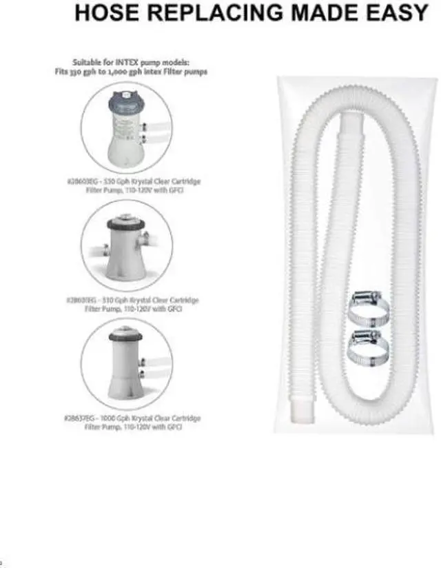 Alt view image 2 of 3 - Swimming Pool Filter Pump 1.5m Hose Metal Clamp Replacement Accessory for Intex