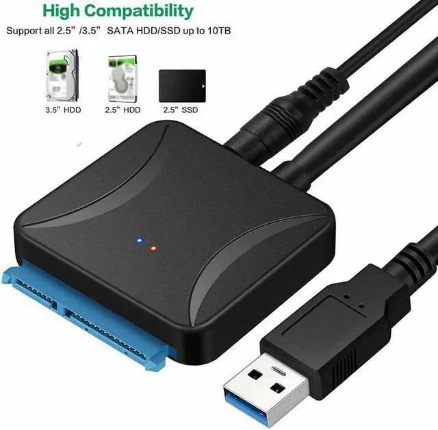 Alt view image 4 of 5 - USB 3.0 to SATA III Adapter for 2.5" 3.5" SSD HDD Hard Drive with 12V/2A Power