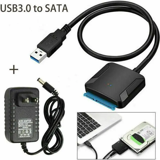 Alt view image 3 of 5 - USB 3.0 to SATA III Adapter for 2.5" 3.5" SSD HDD Hard Drive with 12V/2A Power