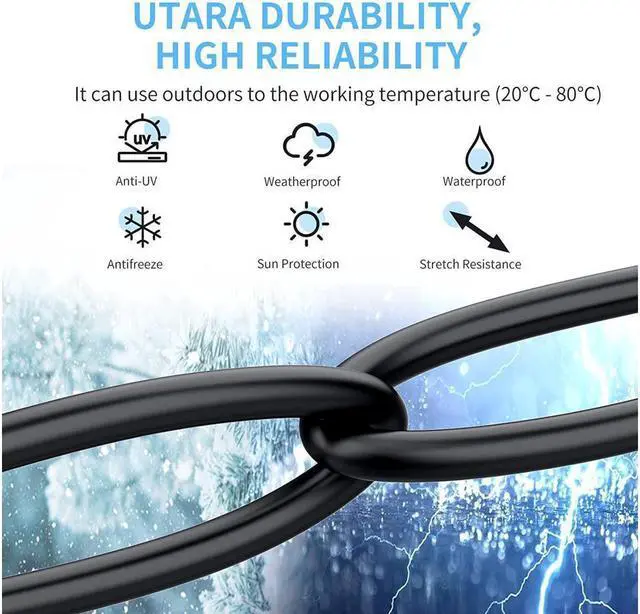 Alt view image 6 of 7 - Cat 8 Outdoor Ethernet Cable 100 ft - Hisetec Long Ethernet Cable Shielded Heavy Duty 26AWG 40Gbps 2000Mhz SFTP Patch Cord High Speed Cat8 LAN Network RJ45 Cable -in Wall -Outdoor- Weatherproof