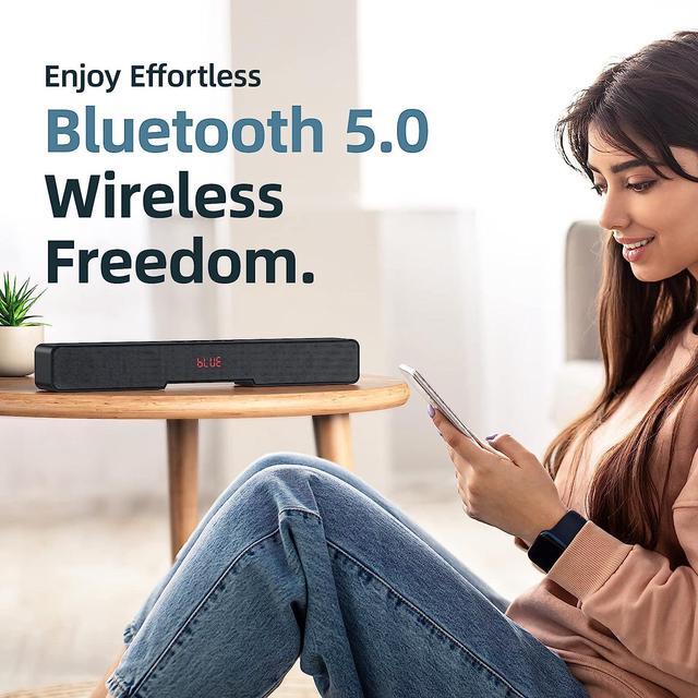 Alt view image 6 of 7 - KOOSODIO Small Sound Bar for TV and PC | HDMI/Opt/RCA/Coax (Cable Provided) | AUX/USB & Bluetooth 5.0 Connectivity | Compact Speaker for TV/PC/Laptop/Tablets/Projector | 4 EQ Modes - Black