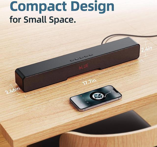 Alt view image 2 of 7 - KOOSODIO Small Sound Bar for TV and PC | HDMI/Opt/RCA/Coax (Cable Provided) | AUX/USB & Bluetooth 5.0 Connectivity | Compact Speaker for TV/PC/Laptop/Tablets/Projector | 4 EQ Modes - Black