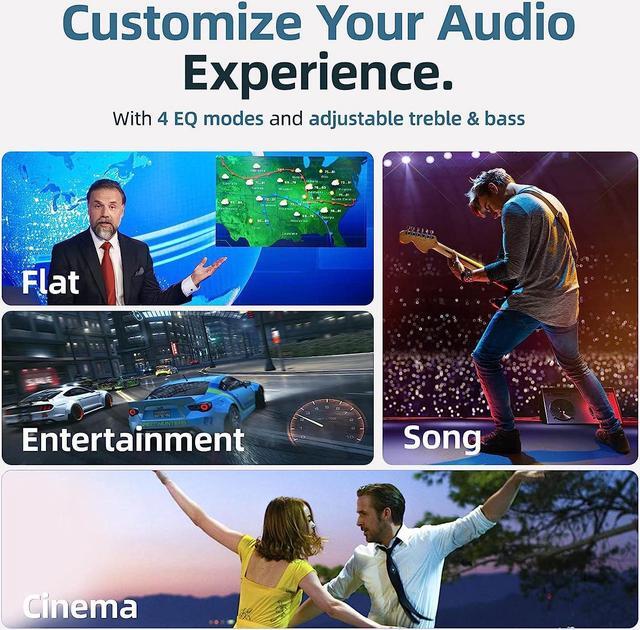 Alt view image 5 of 7 - KOOSODIO Small Sound Bar for TV and PC | HDMI/Opt/RCA/Coax (Cable Provided) | AUX/USB & Bluetooth 5.0 Connectivity | Compact Speaker for TV/PC/Laptop/Tablets/Projector | 4 EQ Modes - Black