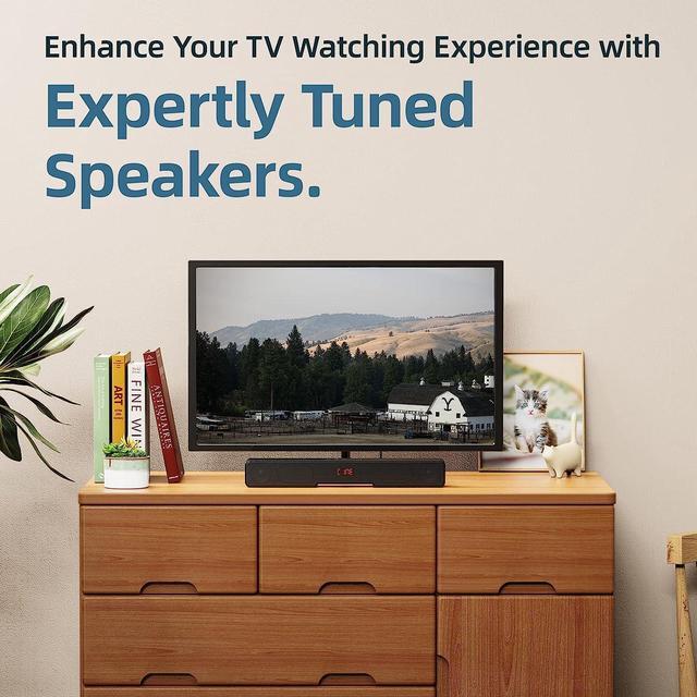 Alt view image 7 of 7 - KOOSODIO Small Sound Bar for TV and PC | HDMI/Opt/RCA/Coax (Cable Provided) | AUX/USB & Bluetooth 5.0 Connectivity | Compact Speaker for TV/PC/Laptop/Tablets/Projector | 4 EQ Modes - Black