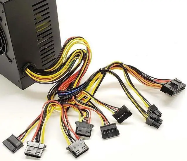 Alt view image 2 of 2 - Powork 650w-MAX BLUE 12cm Fan ATX Power Supply 20+4Pin SATA & PCIe