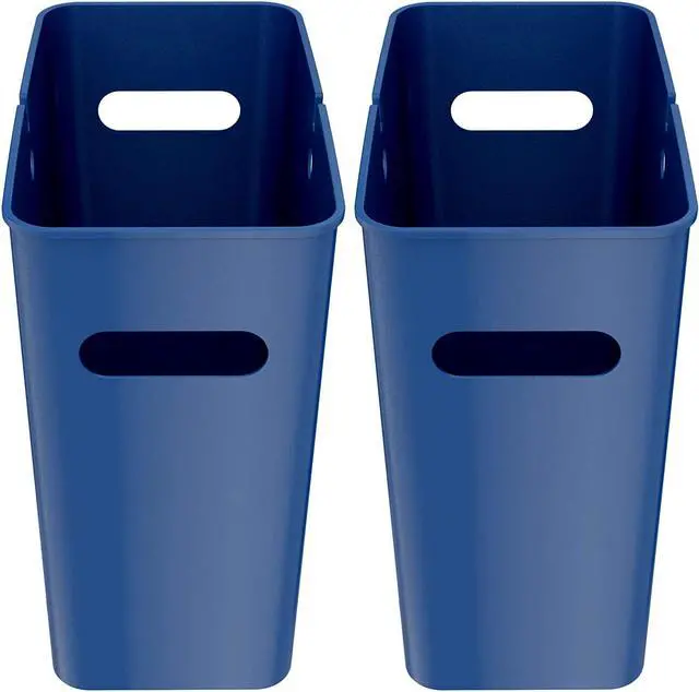 Main image of iTouchless SlimGiant 4.2 Gallon Slim Trash Can with Handles, 2-Pack 16 Liter Plastic Small Wastebasket Hanging Garbage Bin, Magazine/File Folder Storage Container, Home Office Bathroom Kitchen, Blue