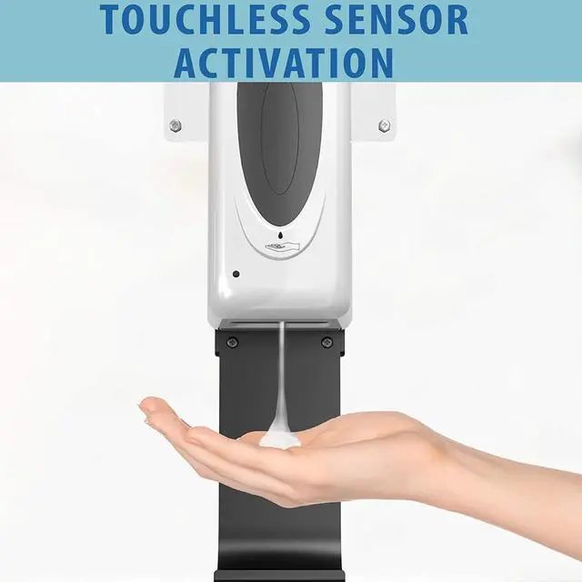 Alt view image 2 of 7 - iTouchless Sensor Sanitizer Dispenser with Floor Stand and Sign Board, 1000 ml Capacity, For Gel, Liquid, Alcohol, Touchless and Automatic for Enhanced Hygiene in Lobbies, Stores, Schools, Healthcare