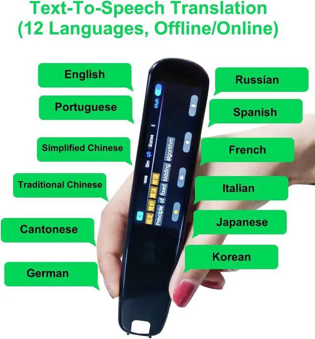 Alt view image 3 of 7 - Translation Pen Scanner, OCR Digital Pen Reader, Text to Speech Reading Pen, Smart recoring Pen for Students, Dyslexia, Voice Wireless Language Translator for Travelers