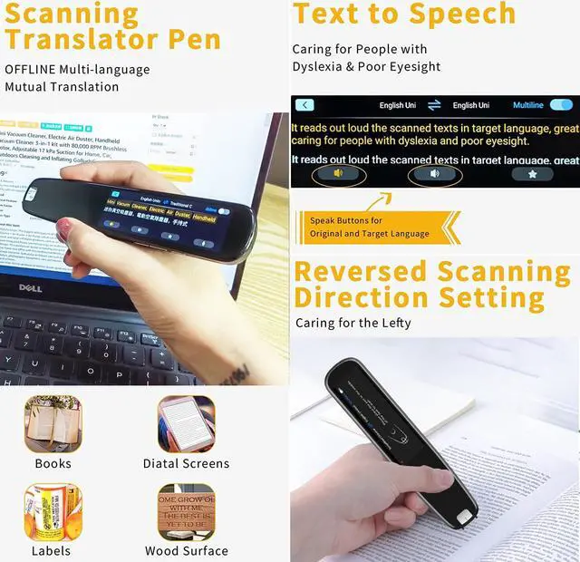 Alt view image 3 of 7 - Upgraded Translation Pen Scanner, Text to Speech Device, OCR Digital Pen Reader, Exam Reading Pen for Students, Dyslexia, Wireless Language Translator for Travelers & International Business Personnel