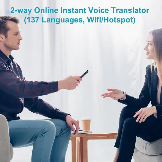 Alt view image 6 of 7 - Language Voice Translator Device Portable Smart Translator Two Way Online 138 Languages Real Time - Black