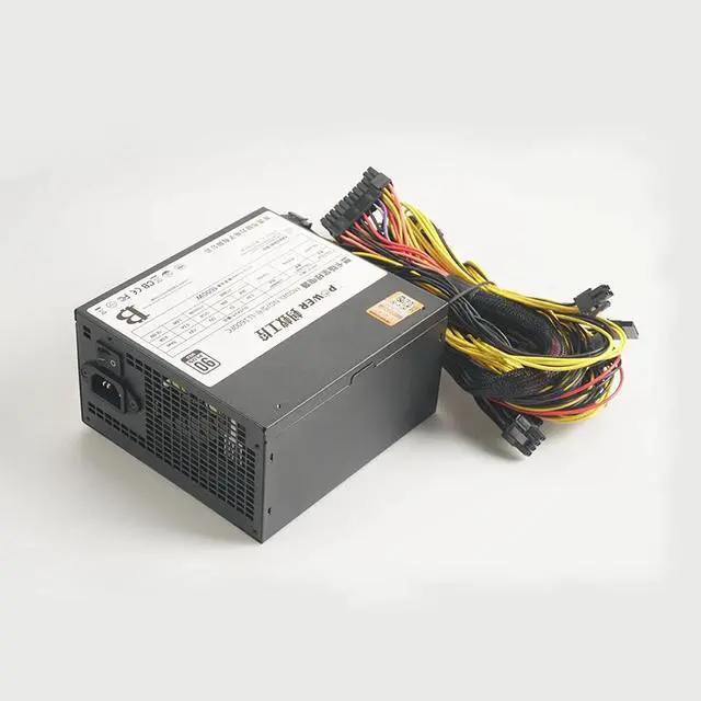 Main image of KHACHIMO Support 6 Cards 370 380 380X 470 480 570 1060 Rated 1500W Peak 1600W Mining Power Supply LL1600FC