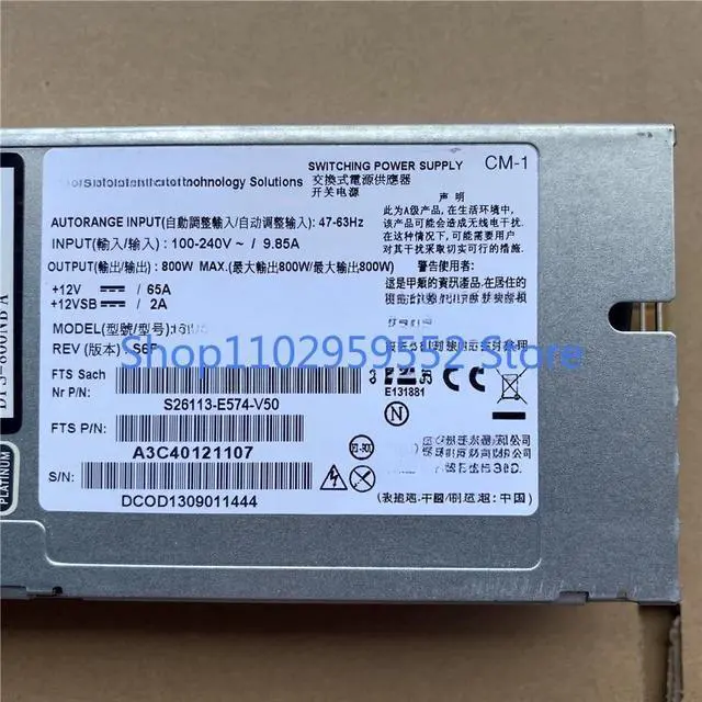 Alt view image 2 of 2 - 1Pcs for DPS-800NB A 800W Power Supply S26113-E574-V52-V50 A3C40121107